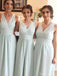 Simple V-neck A-line Chiffon Long Bridesmaid Dreses Online, BG299
