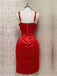 Sexy Straps Mermaid Sleeveless Satin Red Homecoming Dresses with Side Slit, HD0583