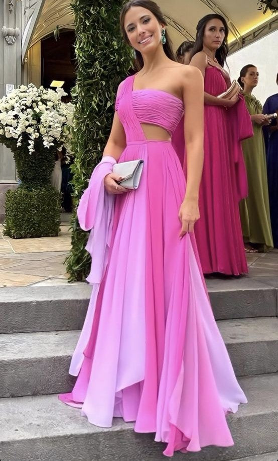 Soft One-shoulder Sleeveless A-line Jersey Evening Prom Dresses Online, OLP1119