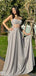 Shiny Silver Spaghetti Strap A-Line Long Prom Dress Ideas, Evening Party Dresses, OLP1255