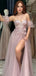 Sexy Pink Off-Shoulder Sleeveless Lace A-Line Long Prom Dress Ideas, Evening Party Dresses , OLP1210