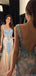 Shiny Blue Spaghetti Strap Mermaid Long Prom Dress Ideas, Evening Party Dresses, OLP1304