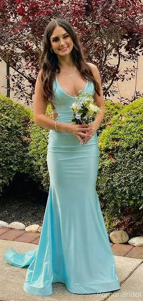 Elegant Teal Spaghetti Strap Mermaid Long Prom Dress Ideas, Evening Party Dresses, OLP1317