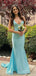 Elegant Teal Spaghetti Strap Mermaid Long Prom Dress Ideas, Evening Party Dresses, OLP1317