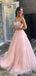 Elegant Pink Sweetheart Sleeveless A-Line Long Prom Dress Ideas, Evening Party Dresses , OLP1200
