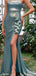 Elegant Teal Sweetheart Mermaid Side Slit Floral Long Prom Dress Ideas, Evening Party Dresses, OLP1344