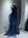 Shiny Blue Halter Mermaid Long Prom Dress Ideas, Evening Party Dresses, OLP1395