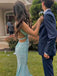 Elegant Teal Spaghetti Strap Mermaid Long Prom Dress Ideas, Evening Party Dresses, OLP1317