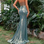 Elegant Teal Sweetheart Mermaid Side Slit Floral Long Prom Dress Ideas, Evening Party Dresses, OLP1344