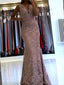 Sexy Pink V-Neck Spaghetti Strap Mermaid  Long Prom Dress Ideas, Evening Party Dresses, OLP1357
