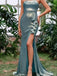 Elegant Teal Sweetheart Mermaid Side Slit Floral Long Prom Dress Ideas, Evening Party Dresses, OLP1344