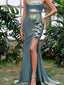 Elegant Teal Sweetheart Mermaid Side Slit Floral Long Prom Dress Ideas, Evening Party Dresses, OLP1344
