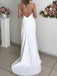Sexy V-neck Sleeveless Mermaid Crepe Long Prom Dresses With Slit Online, OL467