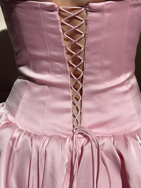 Cute Sweetheart Sleeveless A-line Satin Homecoming Dresses For Party Online, HD1134