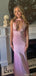 Sexy Halter Pink Halter Mermaid Long Prom Dress Ideas, Evening Party Dresses, OLP1379