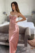 Elegant Pink Spaghetti Strap Mermaid Long Prom Dress Ideas, Evening Party Dresses, OLP1353