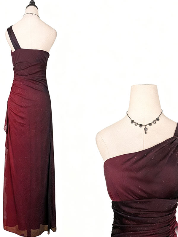 Elegant Red One-Shoulder Mermaid Long Prom Dress Ideas, Evening Party Dresses, OLP1313