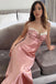 Elegant Pink Spaghetti Strap Mermaid Long Prom Dress Ideas, Evening Party Dresses, OLP1353