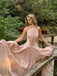 Elegant Pink One-Shoulder A-Line Long Prom Dress Ideas, Evening Party Dresses, OLP1391