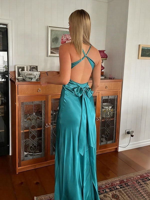 Elegant Teal V-Neck Mermaid Long Prom Dress Ideas, Evening Party Dresses, OLP1273