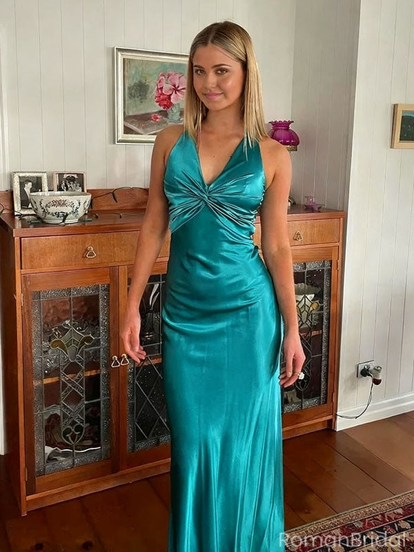 Elegant Teal V-Neck Mermaid Long Prom Dress Ideas, Evening Party Dresses, OLP1273
