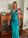 Elegant Teal V-Neck Mermaid Long Prom Dress Ideas, Evening Party Dresses, OLP1273