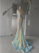 Sparkly Spaghetti Straps Mermaid V-neck Long Prom Dresses Online, OL709