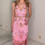 Sexy Pink Spaghetti Strap Mermaid Side Slit Sleeveless Long Prom Dress Ideas, Evening Party Dresses, OLP1325