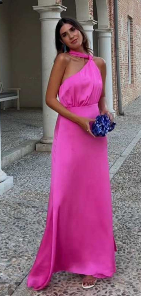 Soft One-shoulder Sleeveless Mermaid Satin Long Prom Dresses Online, OL535