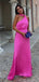 Soft One-shoulder Sleeveless Mermaid Satin Long Prom Dresses Online, OL535