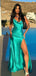 Sexy Spaghetti Strap Sleeveless Mermaid Satin Evening Prom Dresses Online, OLP845