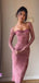 Sexy Pink Long Sleeve Lace Mermaid Long Prom Dress Ideas, Evening Party Dresses, OLP1380