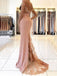 Elegant Pink Lace Off-Shoulder Mermaid Long Prom Dress Ideas, Evening Party Dresses, OLP1337