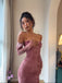 Sexy Pink Long Sleeve Lace Mermaid Long Prom Dress Ideas, Evening Party Dresses, OLP1380
