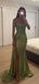 Sexy Green Spaghetti Strap Sleeveless Mermaid Side Slit Long Prom Dress Ideas, Evening Party Dresses OLP1152