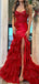 Gorgeous Red Sweetheart Mermaid Side Slit Long Prom Dress Ideas, Evening Party Dresses ,OLP1165