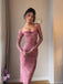 Sexy Pink Long Sleeve Lace Mermaid Long Prom Dress Ideas, Evening Party Dresses, OLP1380