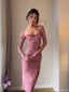 Sexy Pink Long Sleeve Lace Mermaid Long Prom Dress Ideas, Evening Party Dresses, OLP1380
