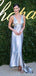 Elegant Silver V-Neck Mermaid Long Prom Dress Ideas, Evening Party Dresses, OLP1316