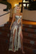 Sexy Leopard Print Lace Spaghetti Strap Mermaid Side Slit Long Prom Dress Ideas, Evening Party Dresses, OLP1356