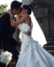 Elegant One Shoulder Applique A-line Satin White Wedding Dresses, WD0542