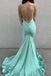 Cheap Green Spaghetti Strap Mermaid Long Prom Dress Ideas, Evening Party Dresses, OLP1339