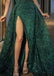 Sexy Green One-Shoulder Mermaid Side Slit Long Prom Dress Ideas, Evening Party Dresses, OLP1303