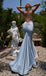 Sexy Blue Spaghetti Strap Mermaid Side Slit Long Prom Dress Ideas, Evening Party Dresses, OLP1340