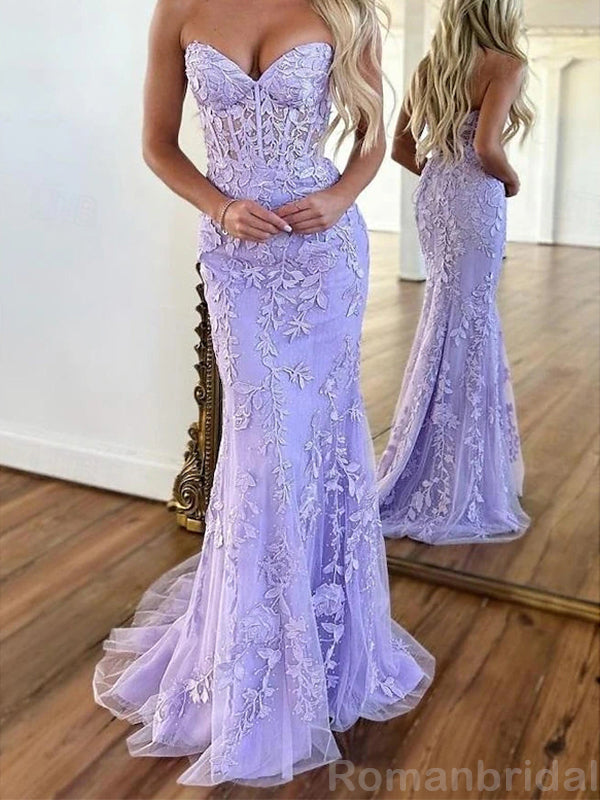 Simple Sweetheart Mermaid Red Applique Evening Prom Dress Online, OL075