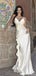 Elegant White Spaghetti Strap Mermaid Floral Long Prom Dress Ideas, Evening Party Dresses, OLP1343