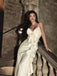 Elegant White Spaghetti Strap Mermaid Floral Long Prom Dress Ideas, Evening Party Dresses, OLP1343