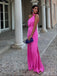 Soft One-shoulder Sleeveless Mermaid Satin Long Prom Dresses Online, OL535