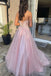 Elegant Pink Sweetheart Sleeveless A-Line Long Prom Dress Ideas, Evening Party Dresses , OLP1200