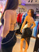 Shiny Black Spaghetti Strap Mermaid Side Slit Long Prom Dress Ideas, Evening Party Dresses ,OLP1158